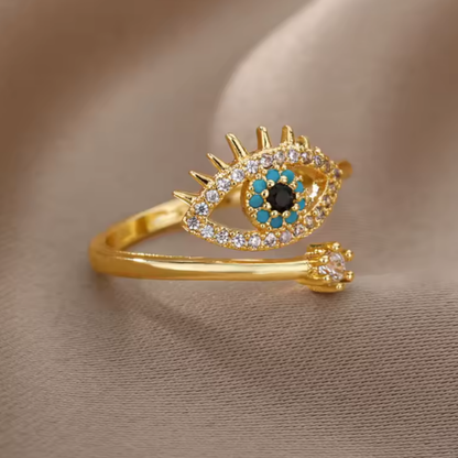 Anillo de Acero Inoxidable con Ojo Turco y Brillante