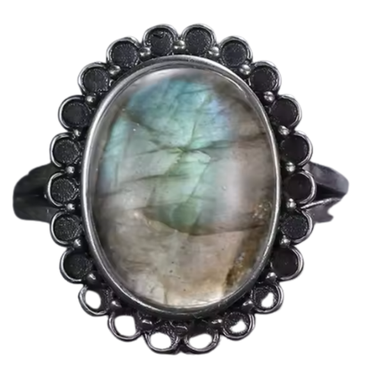 Anillo Labradorita Oval - Nueva Luz - Plata de Ley