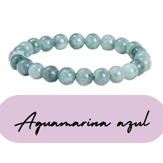 Pulsera de cuentas - Piedras Naturales Aguamarina Azul