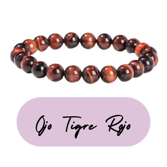 Pulsera de cuentas - Piedras Naturales Ojo de Tigre Rojo - Ojo de Buey