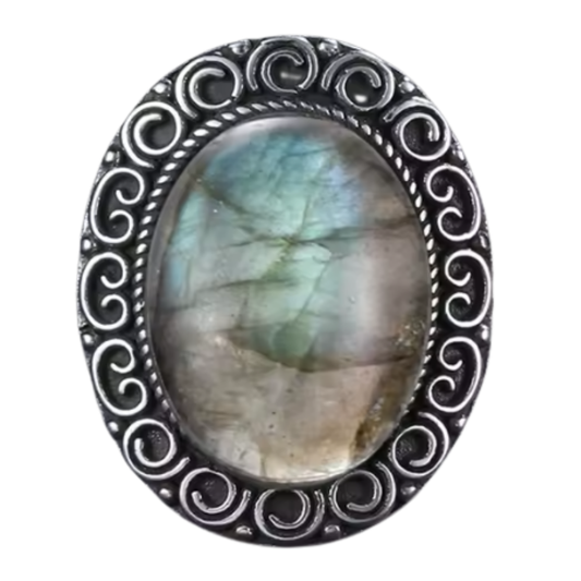 Anillo Labradorita Oval - Cambio Interior - Plata de Ley