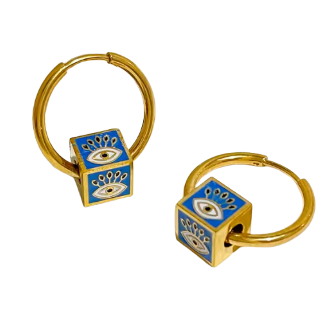 Pendientes de Aro de Acero Inoxidable con Ojo Turco