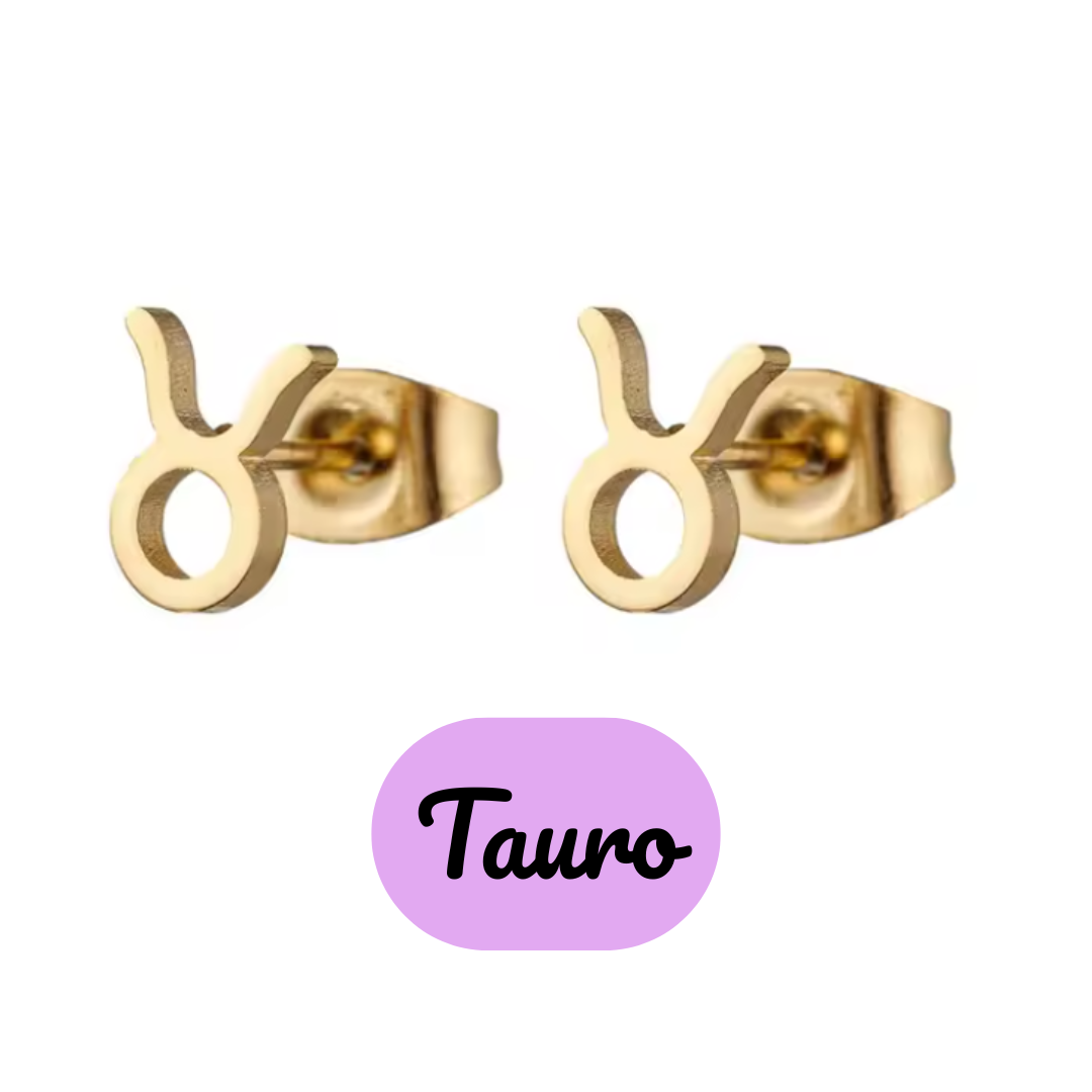 Pendientes Pequeños con Símbolo del Zodiaco de Acero Inoxidable