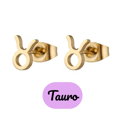 Pendientes Pequeños con Símbolo del Zodiaco de Acero Inoxidable