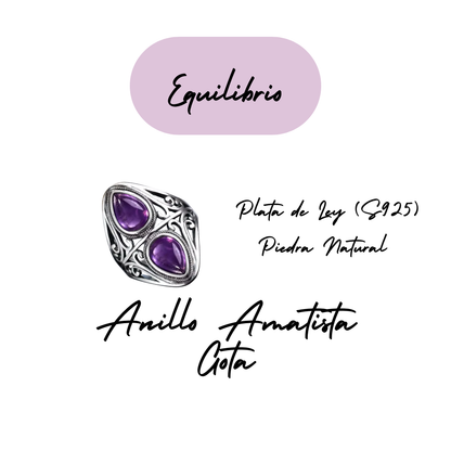 Anillo Amatista Gota - Equilibrio  - Plata de Ley
