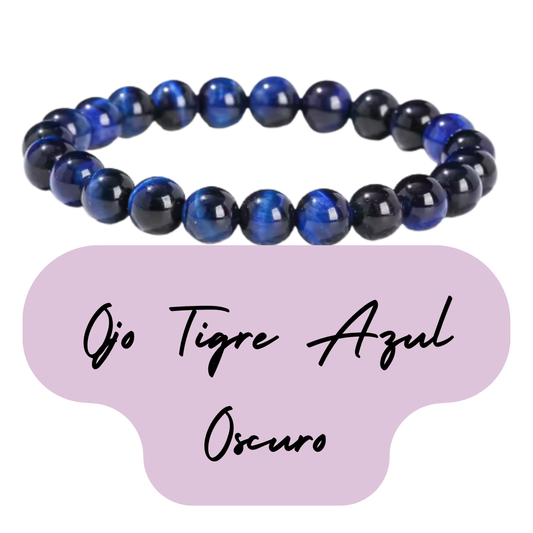 Pulsera de cuentas - Piedras Naturales Ojo de Tigre Azul Oscuro - Ojo de Halcón