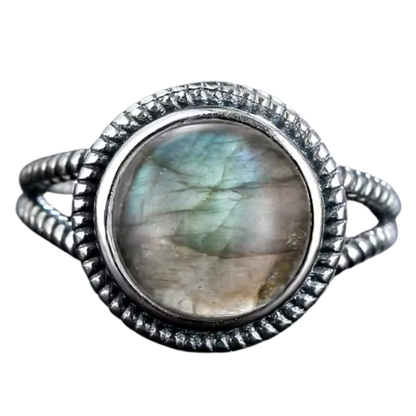 Anillo Labradorita Redondo - Recrear - Plata de Ley