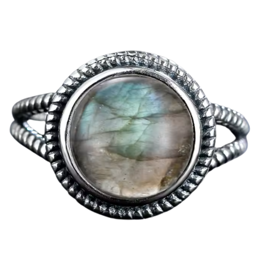 Anillo Labradorita Redondo - Recrear - Plata de Ley