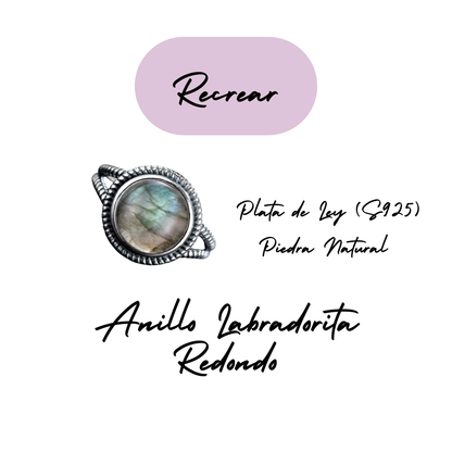 Anillo Labradorita Redondo - Recrear - Plata de Ley