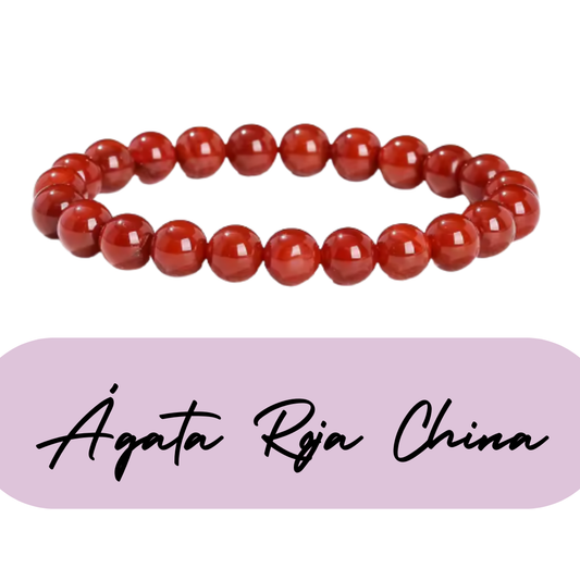 Pulsera de cuentas - Piedras Naturales Ágata Roja China