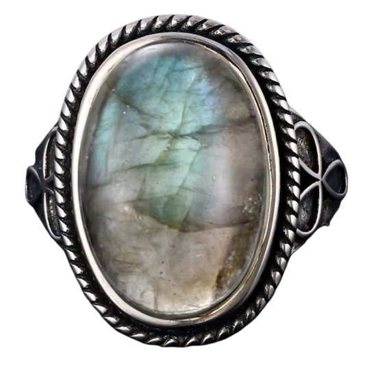 Anillo Labradorita Oval - Transformación Estelar - Plata de Ley