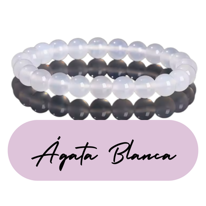 Pulsera de cuentas - Piedras Naturales Ágata Blanca
