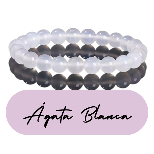 Pulsera de cuentas - Piedras Naturales Ágata Blanca