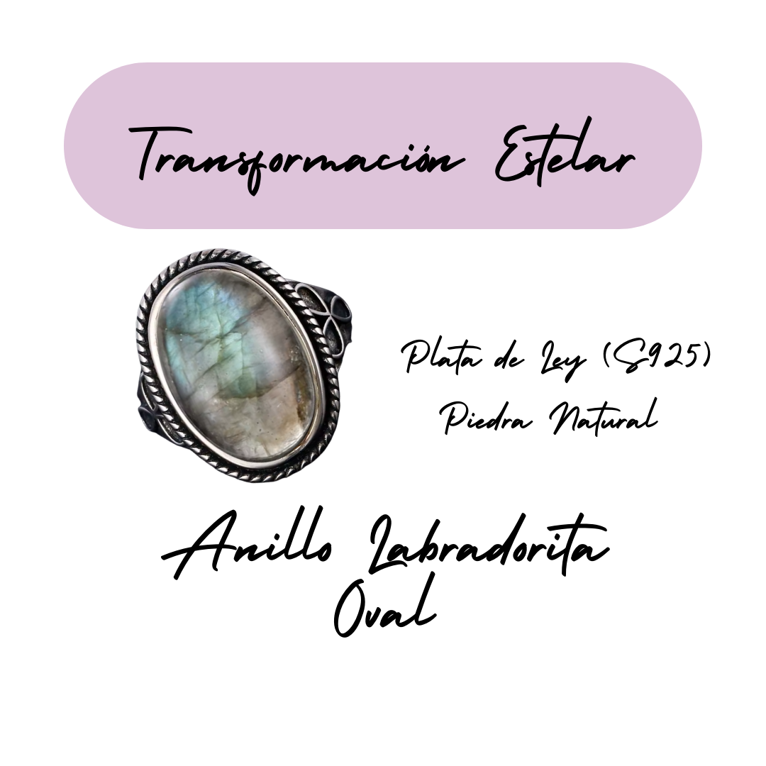 Anillo Labradorita Oval - Transformación Estelar - Plata de Ley