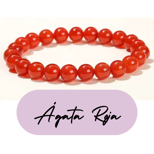 Pulsera de cuentas - Piedras Naturales Ágata Roja Lisa
