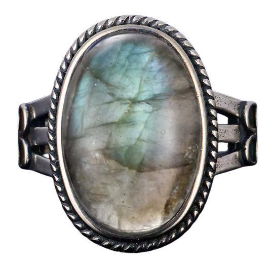 Anillo Labradorita Oval - Camino de Evolución - Plata de Ley