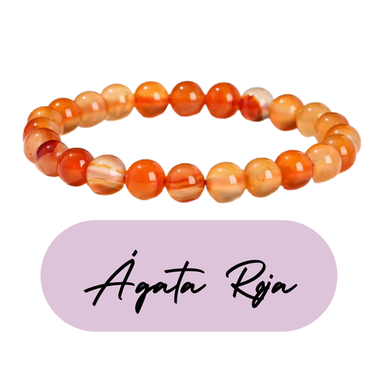 Pulsera de cuentas - Piedras Naturales Ágata Roja Clara