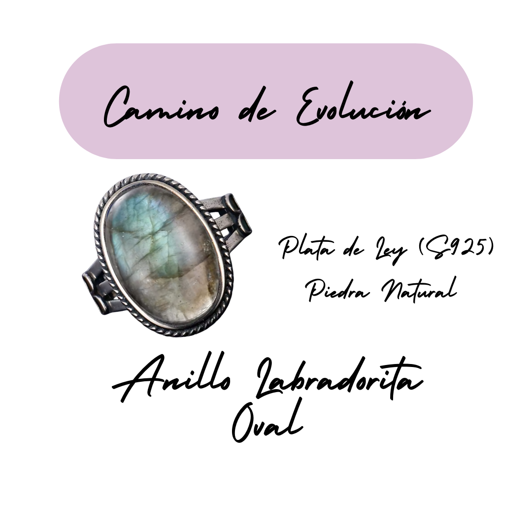 Anillo Labradorita Oval - Camino de Evolución - Plata de Ley