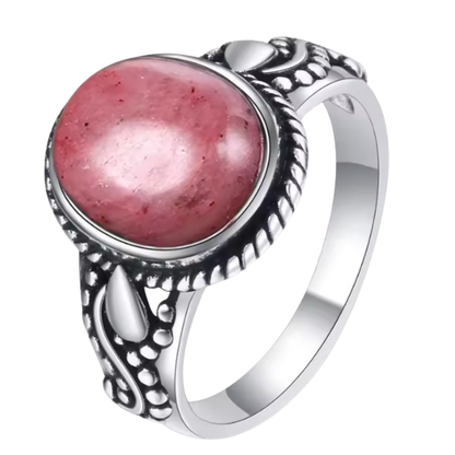 Anillo Rodonita Oval - Serenidad Rosa - Plata de Ley