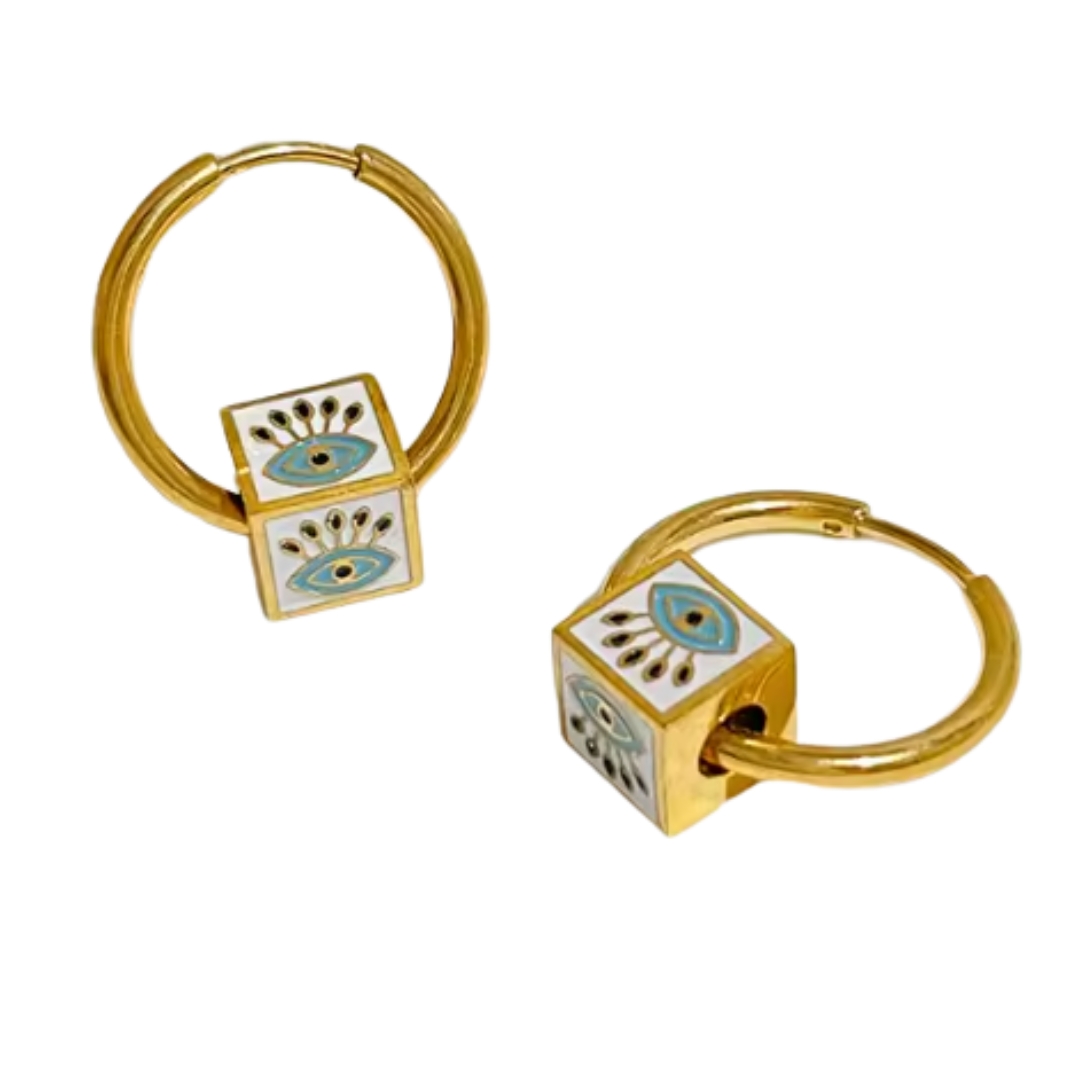 Pendientes de Aro de Acero Inoxidable con Ojo Turco