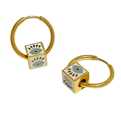 Pendientes de Aro de Acero Inoxidable con Ojo Turco