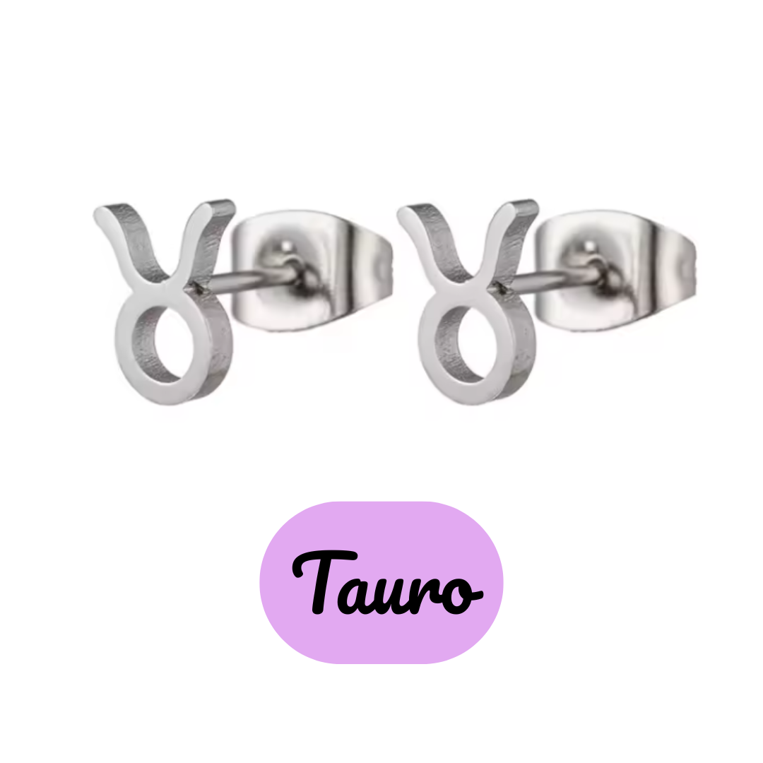 Pendientes Pequeños con Símbolo del Zodiaco de Acero Inoxidable