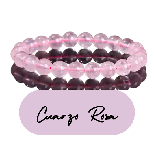 Pulsera de cuentas - Piedras Naturales Cuarzo Rosa Transparente
