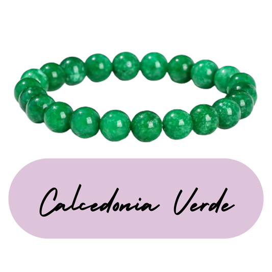 Pulsera de cuentas - Piedras Naturales Calcedonia Verde