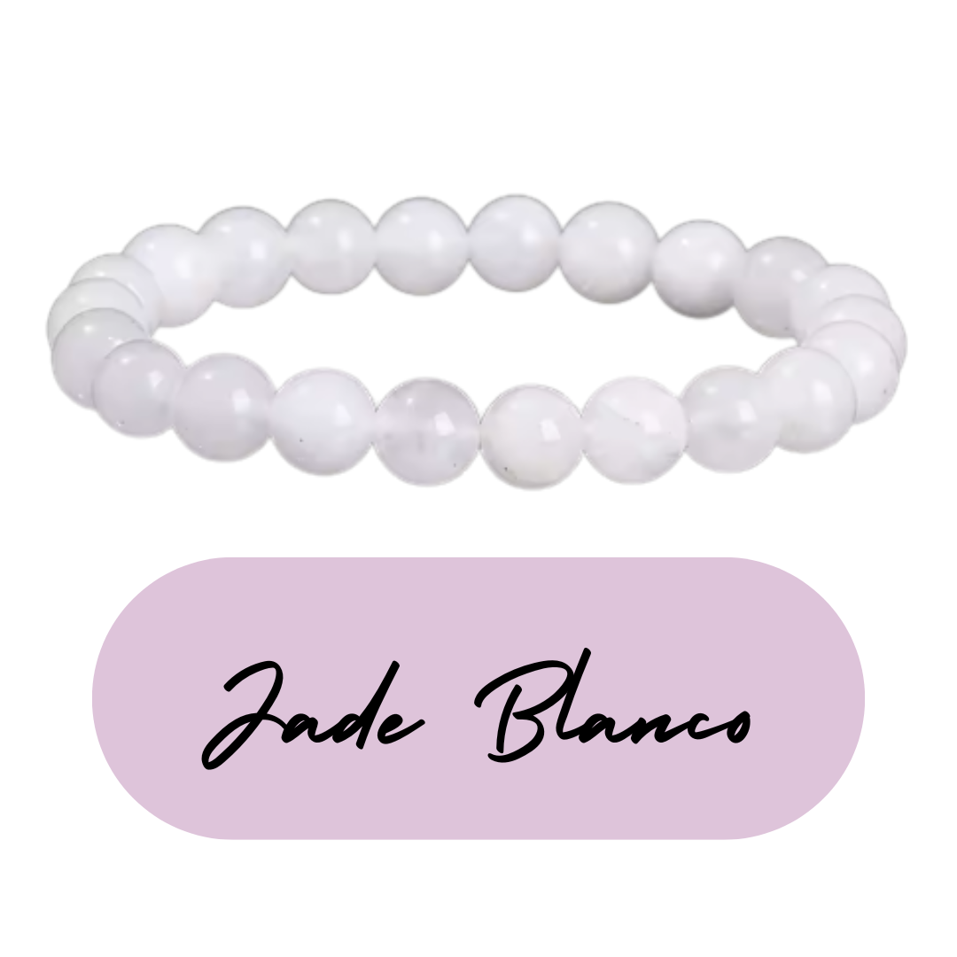 Pulsera de cuentas - Piedras Naturales Jade Blanco