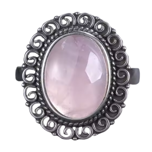 Anillo Cuarzo Rosa Oval - Armonía Rosa - Plata de Ley