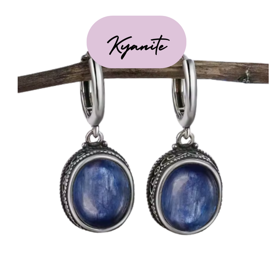 Pendientes largos de Plata - Piedra Natural Kyanite