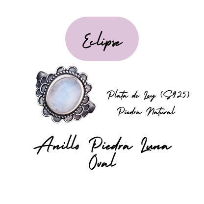 Anillo Piedra Lunar Oval - Eclipse - Plata de Ley