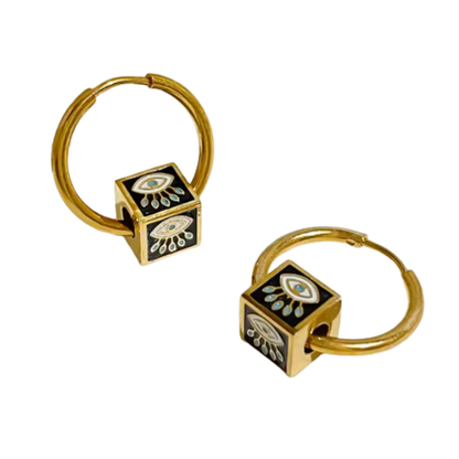 Pendientes de Aro de Acero Inoxidable con Ojo Turco