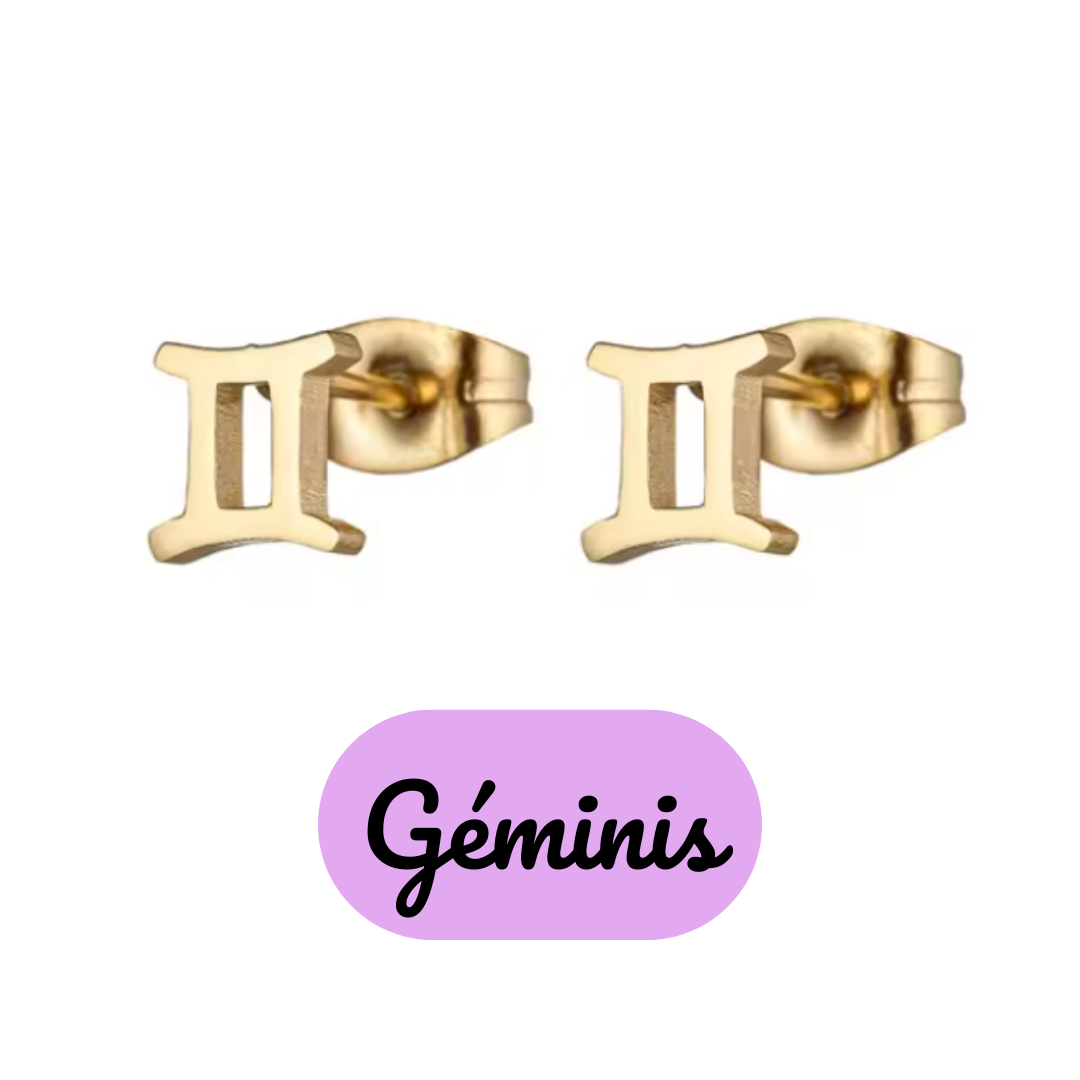 Pendientes Pequeños con Símbolo del Zodiaco de Acero Inoxidable