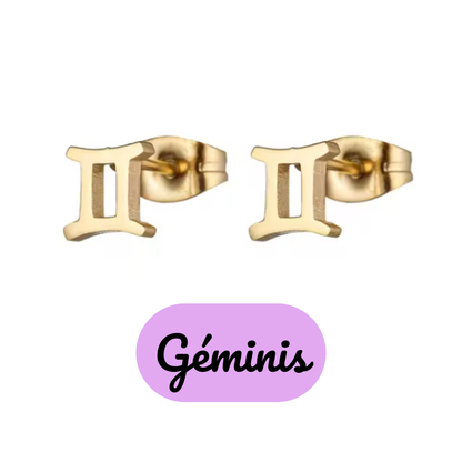 Pendientes Pequeños con Símbolo del Zodiaco de Acero Inoxidable