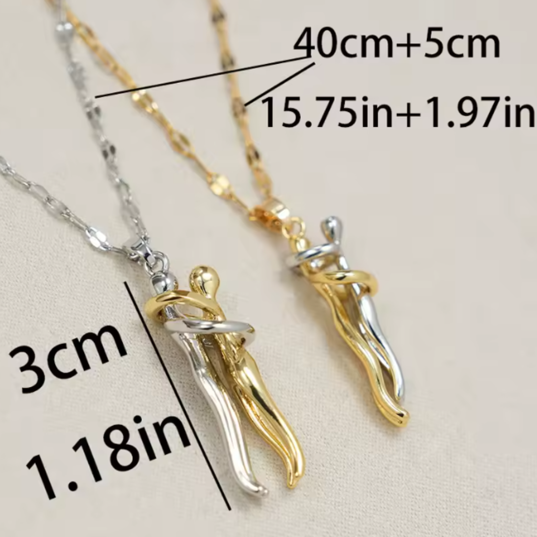 Colgante de Acero Inoxidable con Abrazo de Amor