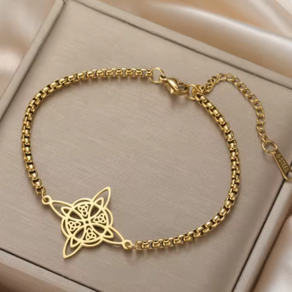 Pulsera de Acero Inoxidable con Nudo de Bruja