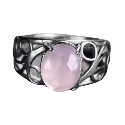 Anillo Cuarzo Rosa Oval - Paz Estelar - Plata de Ley