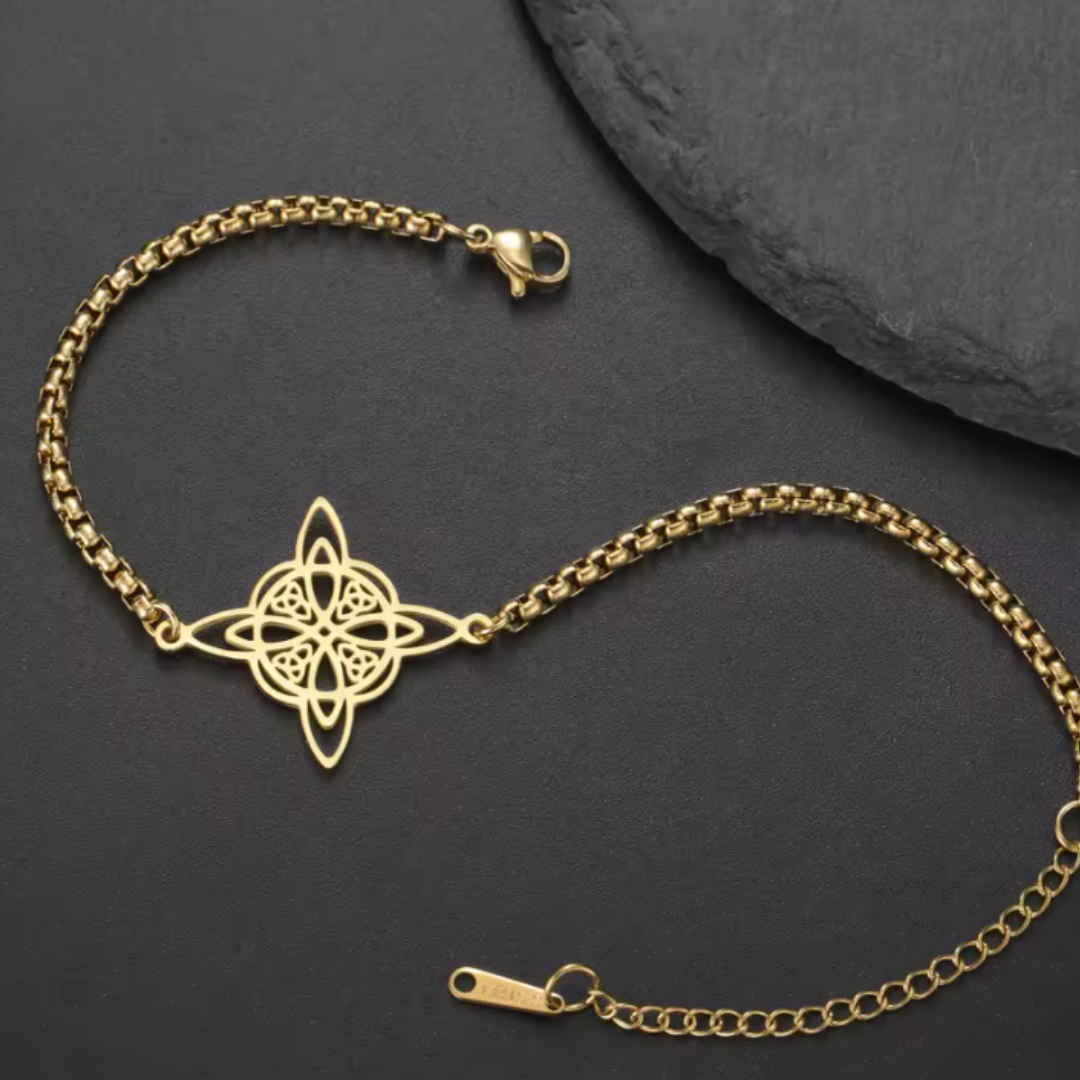 Pulsera de Acero Inoxidable con Nudo de Bruja