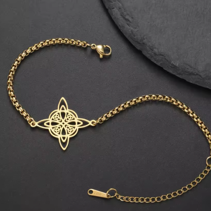 Pulsera de Acero Inoxidable con Nudo de Bruja