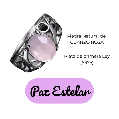 Anillo Cuarzo Rosa Oval - Paz Estelar - Plata de Ley