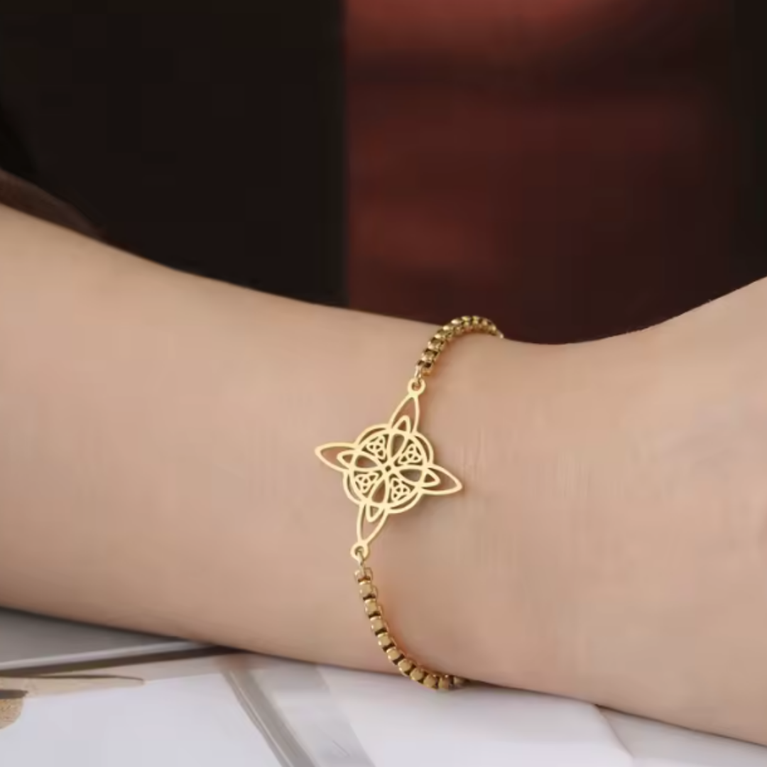 Pulsera de Acero Inoxidable con Nudo de Bruja