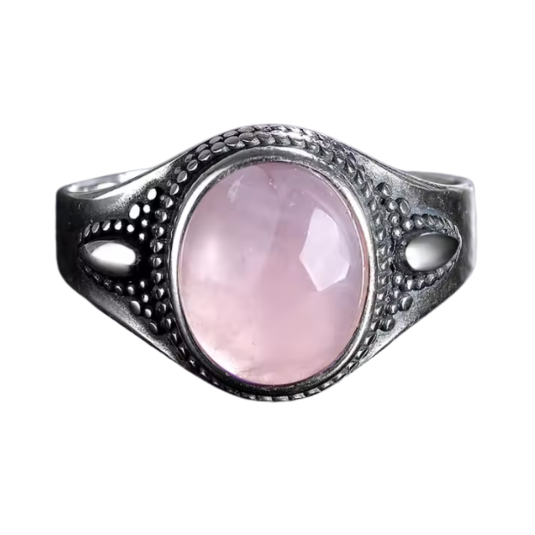 Anillo Cuarzo Rosa Oval - Confianza Radiante - Plata de Ley
