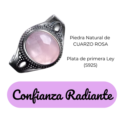 Anillo Cuarzo Rosa Oval - Confianza Radiante - Plata de Ley