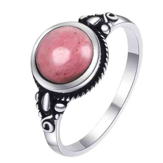 Anillo Rodonita Redondo - Amor Eterno - Plata de Ley