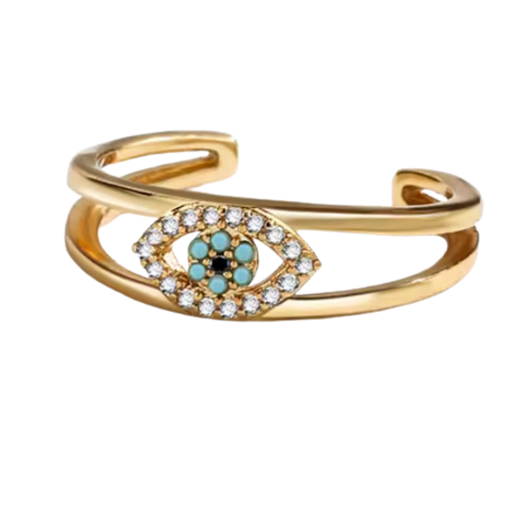 Anillo Doble de Acero Inoxidable con Ojo Turco