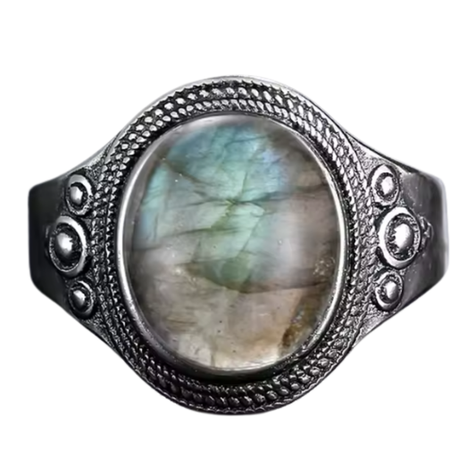 Anillo Labradorita Oval - Transformación Interior - Plata de Ley