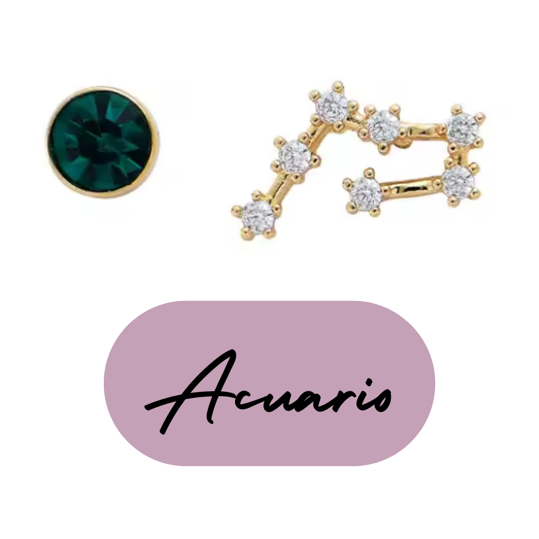 Pendientes Dorados del Zodiaco Constelación y Cristal