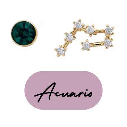 Pendientes Dorados del Zodiaco Constelación y Cristal