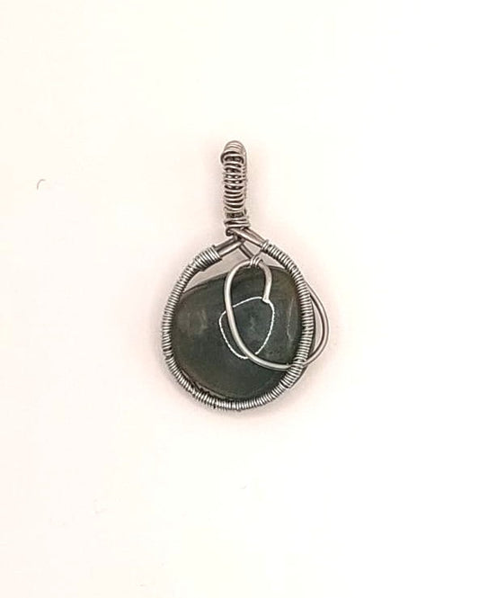 Colgante Único y Artesanal Plano - Ágata Musgosa